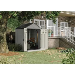 Sheds: Shed Type: Vertical Storage Shed; Overall Width: 75 in; Overall Depth: 65.25 in; Overall Height: 92.75 in