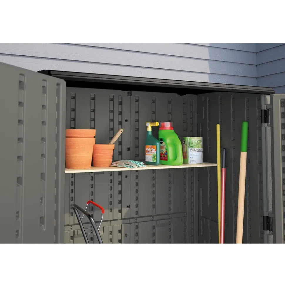 Sheds: Shed Type: Vertical Storage Shed; Overall Width: 53 in; Overall Depth: 32.5 in; Overall Height: 71.5 in