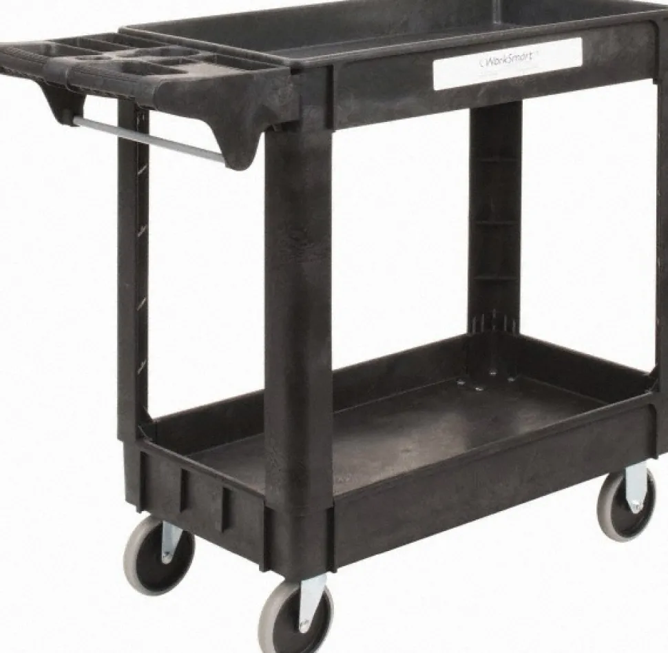 Shelf Utility Cart: 39-3/4" Long, 17" Wide, Plastic, 500.000 lb Capacity, Black