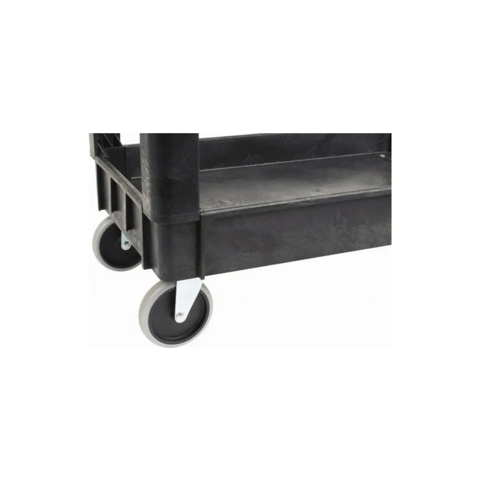 Shelf Utility Cart: 39-3/4" Long, 17" Wide, Plastic, 500.000 lb Capacity, Black