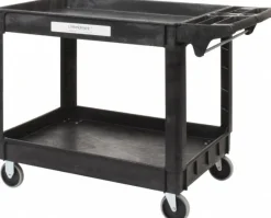 Shelf Utility Cart: 46" Long, 25-1/2" Wide, Plastic, 500.000 lb Capacity, Black