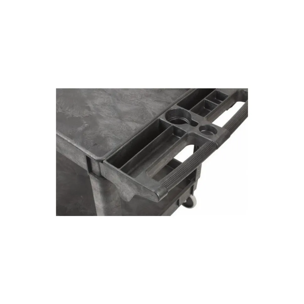 Shelf Utility Cart: 46" Long, 25-1/2" Wide, Plastic, 500.000 lb Capacity, Black
