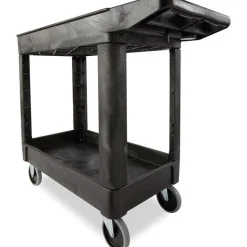 Shelf Utility Cart: 39" Long, 18" Wide, Plastic, 500.000 lb Capacity, Black