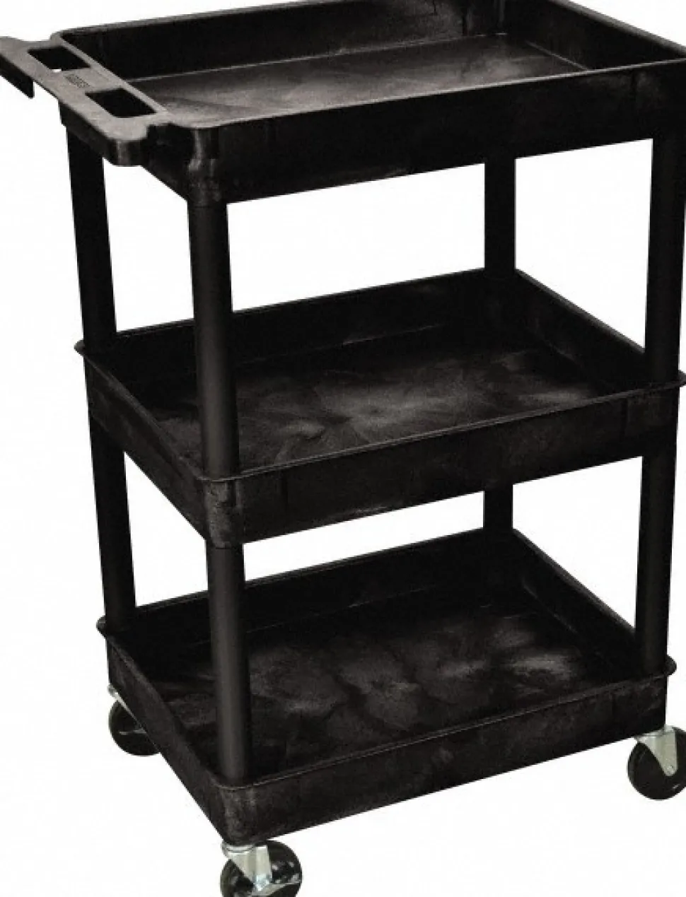 Shelf Utility Cart: 24" Long, 18" Wide, Plastic, Black