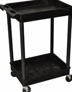 Shelf Utility Cart: 24" Long, 18" Wide, Plastic, Black