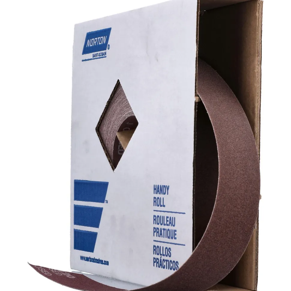 Shop Roll: 2" Wide, 50 Yd Long, 120 Grit, Aluminum Oxide