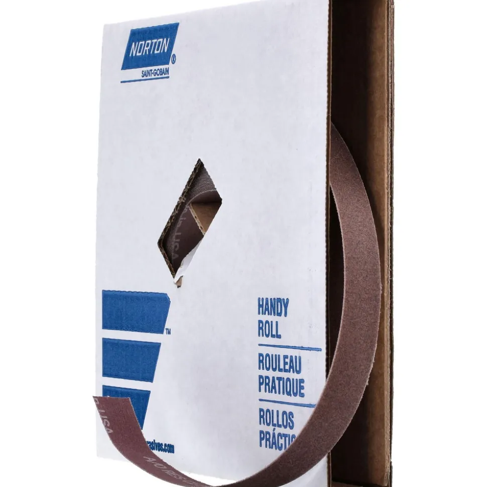 Shop Roll: 1" Wide, 50 Yd Long, 120 Grit, Aluminum Oxide