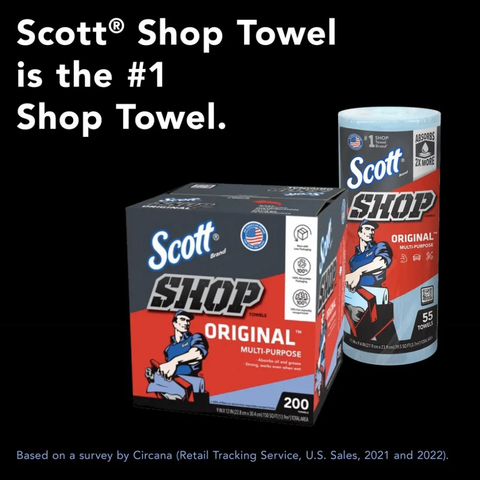Shop Towels Original™ (75147), Original Blue Shop Towels, 9.4"x11" sheets