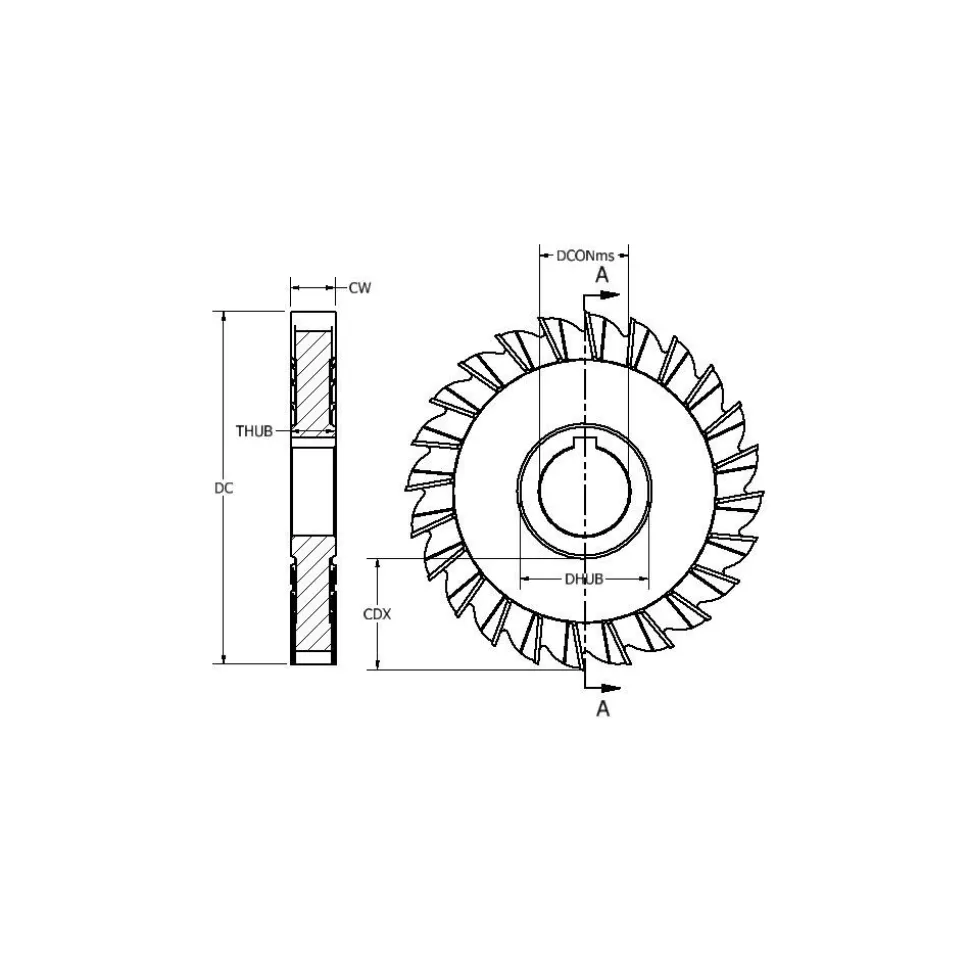 Side Milling Cutter: 3" Cutter Dia, 0.2500" Cutting Width, 1" Arbor Hole, 20 Teeth