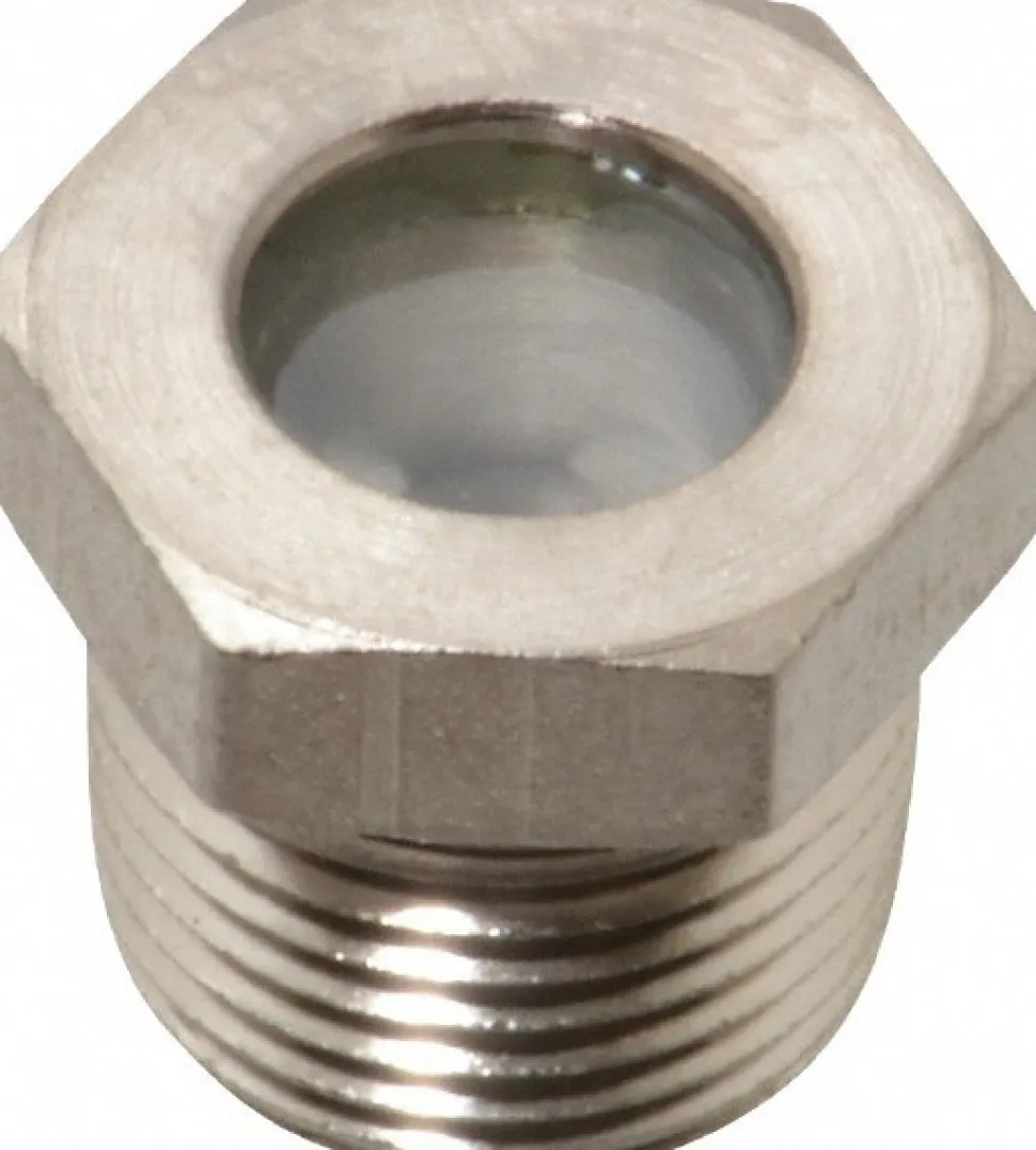 7/16" Sight Dia, 3/8" Thread, 0.72" OAL, High Pressure Fused Pipe Thread with Reflector Sight Glass & Flow Sight