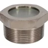 1-7/16" Sight Dia, 1-1/2" Thread, 1.22" OAL, High Pressure Fused Pipe Thread, Open View Sight Glass & Flow Sight