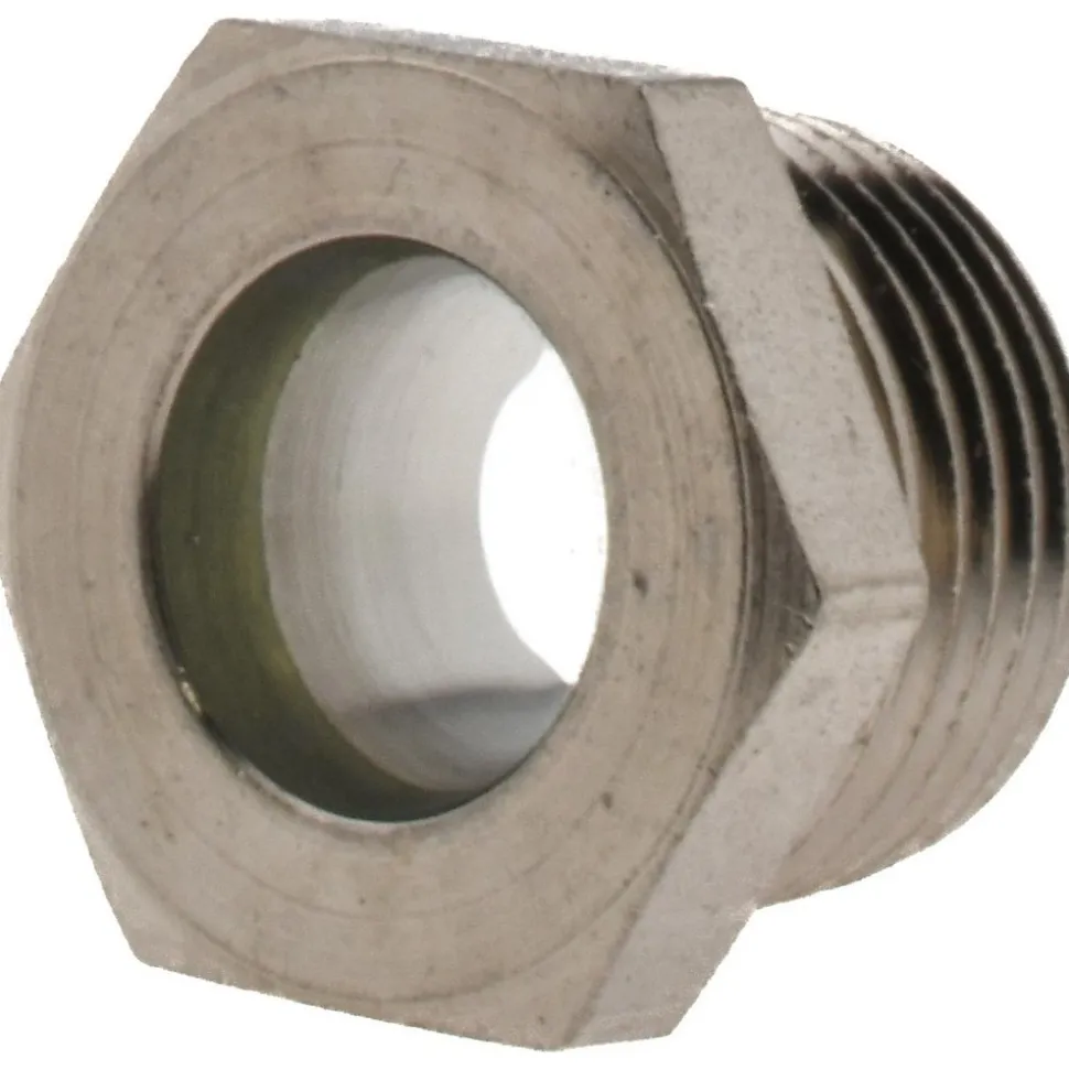 9/16" Sight Dia, 1/2" Thread, 0.78" OAL, High Pressure Fused Pipe Thread, Open View Sight Glass & Flow Sight