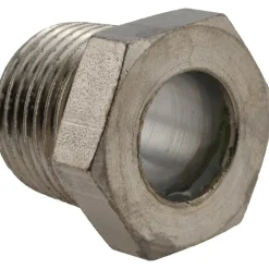 7/16" Sight Dia, 3/8" Thread, 0.72" OAL, High Pressure Fused Pipe Thread, Open View Sight Glass & Flow Sight