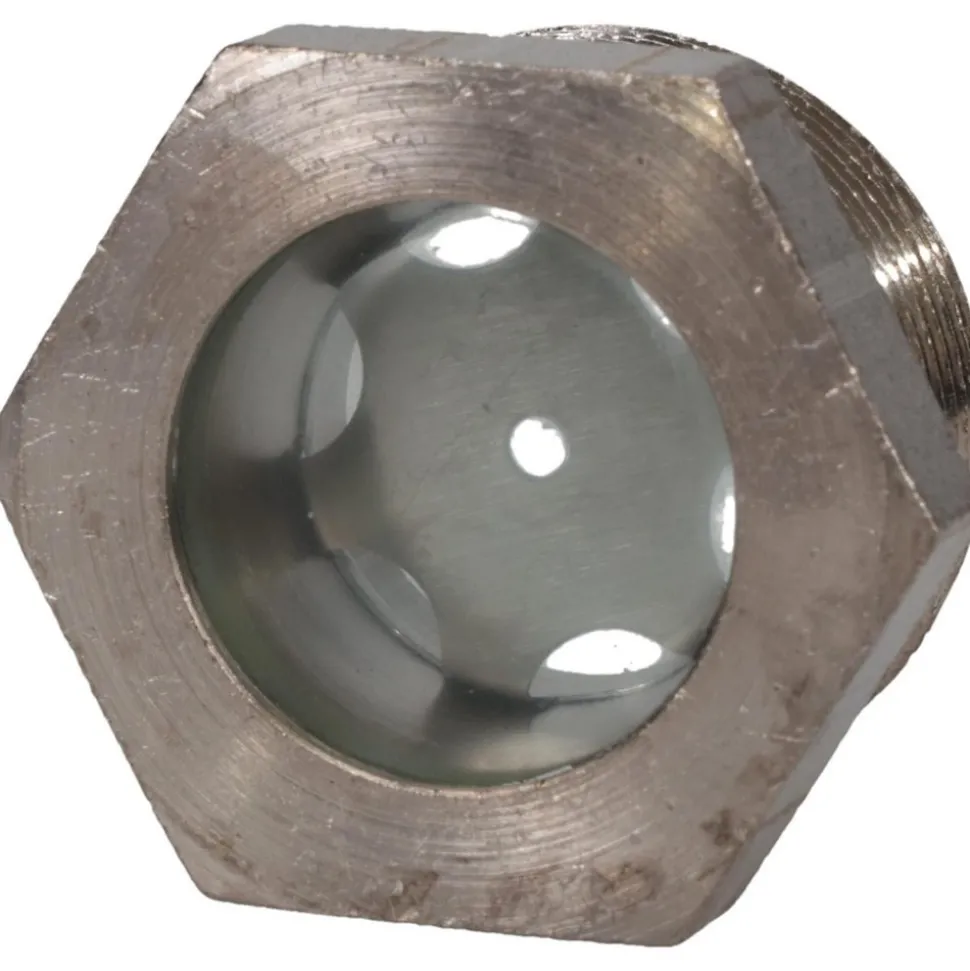 1-3/16" Sight Dia, 1-1/4" Thread, 1.22" OAL, High Pressure Fused Pipe Thread with Reflector Sight Glass & Flow Sight