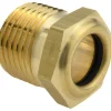 9/16" Sight Dia, 1/2" Thread, 1" OAL, Low Pressure Pipe Thread Lube Sight, Open View Sight Glass & Flow Sight
