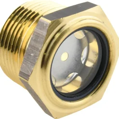 31/32" Sight Dia, 1" Thread, 1.19" OAL, Low Pressure Pipe Thread Lube Sight with Reflector Sight Glass & Flow Sight