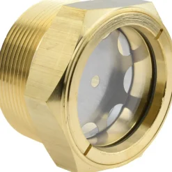 1-7/8" Sight Dia, 2" Thread, 1.69" OAL, Low Pressure Pipe Thread Lube Sight with Reflector Sight Glass & Flow Sight