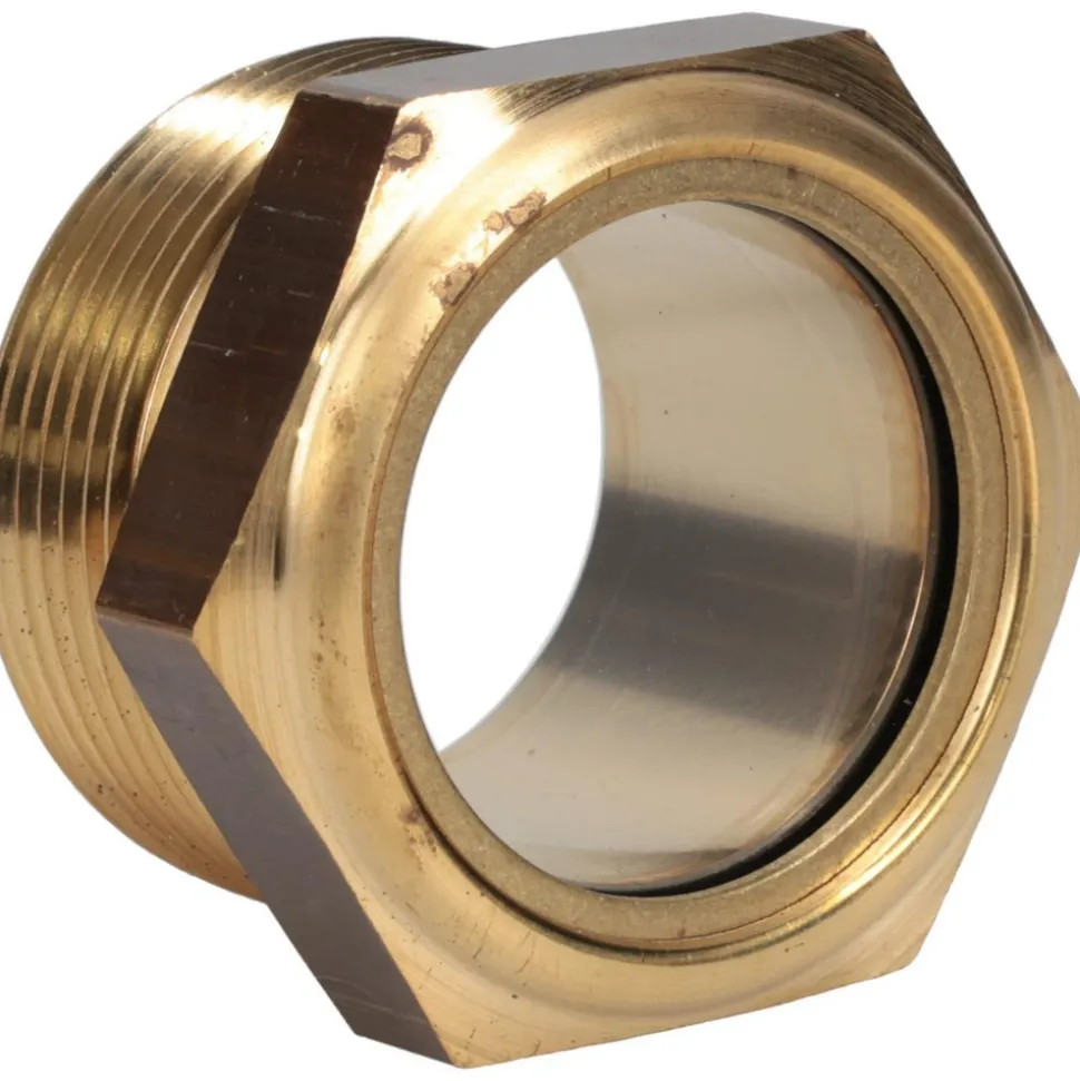 1-3/8" Sight Dia, 1-1/2" Thread, 1-1/2" OAL, Low Pressure Pipe Thread Lube Sight, Open View Sight Glass & Flow Sight