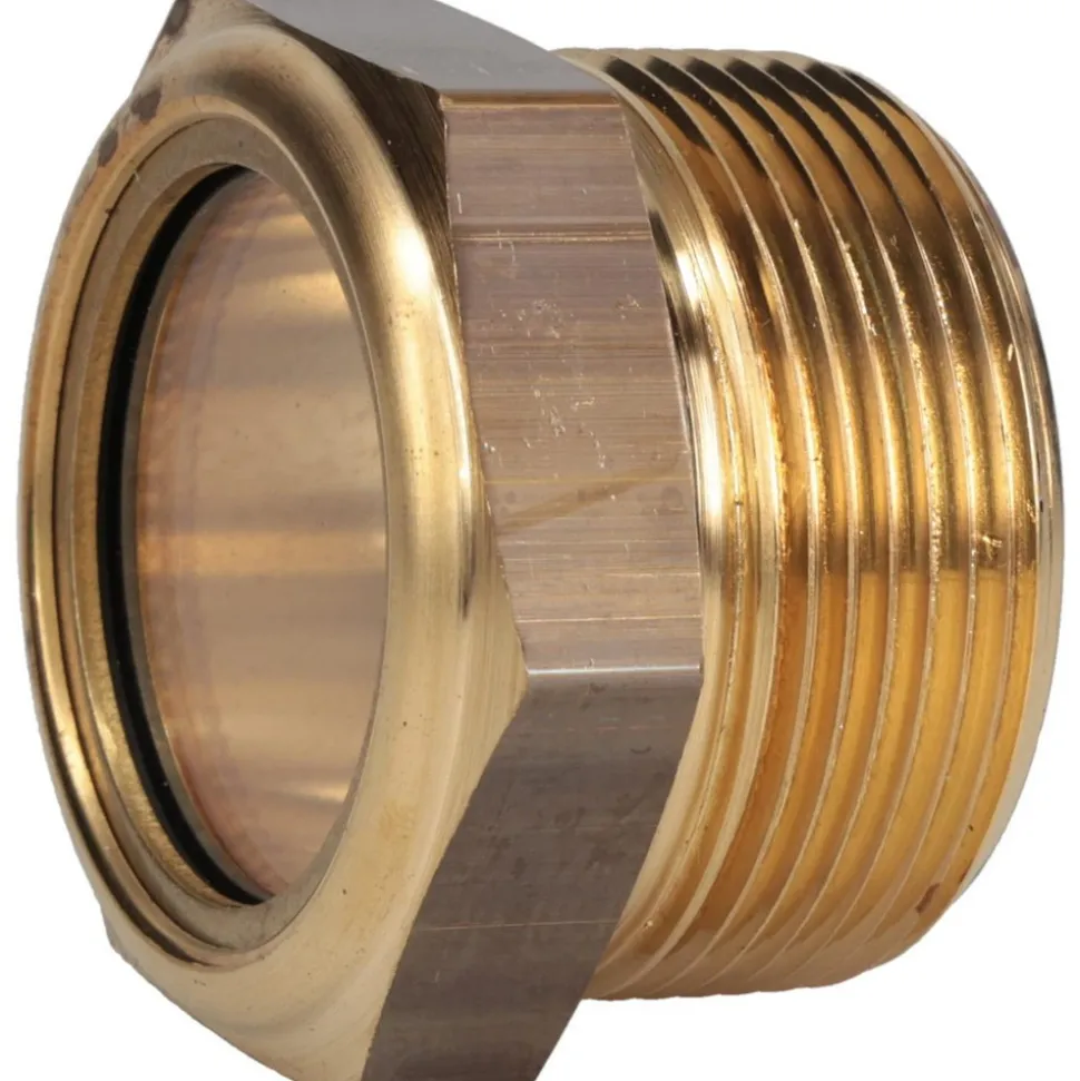 1-3/8" Sight Dia, 1-1/2" Thread, 1-1/2" OAL, Low Pressure Pipe Thread Lube Sight, Open View Sight Glass & Flow Sight