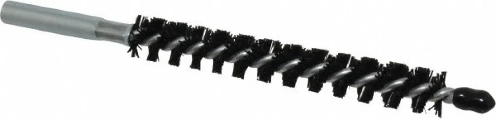 Single Stem/Spiral Condenser Tube Brush: 1/2" Dia, 6-1/4" OAL, Nylon Bristles