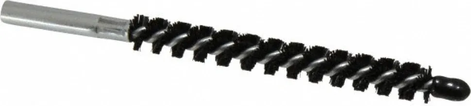 Single Stem/Spiral Condenser Tube Brush: 7/16" Dia, 6-1/4" OAL, Nylon Bristles