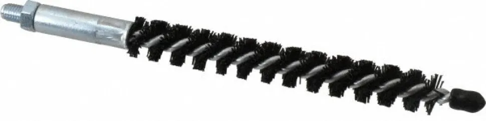 Single Stem/Spiral Condenser Tube Brush: 1/2" Dia, 6-1/4" OAL, Nylon Bristles