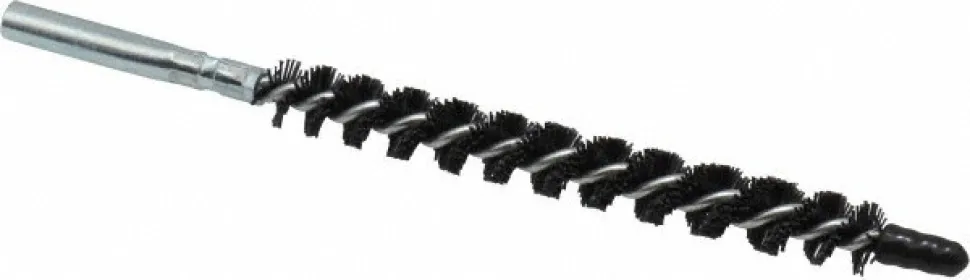Single Stem/Spiral Condenser Tube Brush: 5/16" Dia, 6-1/4" OAL, Nylon Bristles