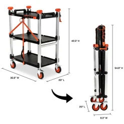 SITERUNNER 3-Shelf Folding Jobsite Cart, 20" Wide, 30-3/5" Long, 42-1/2" High