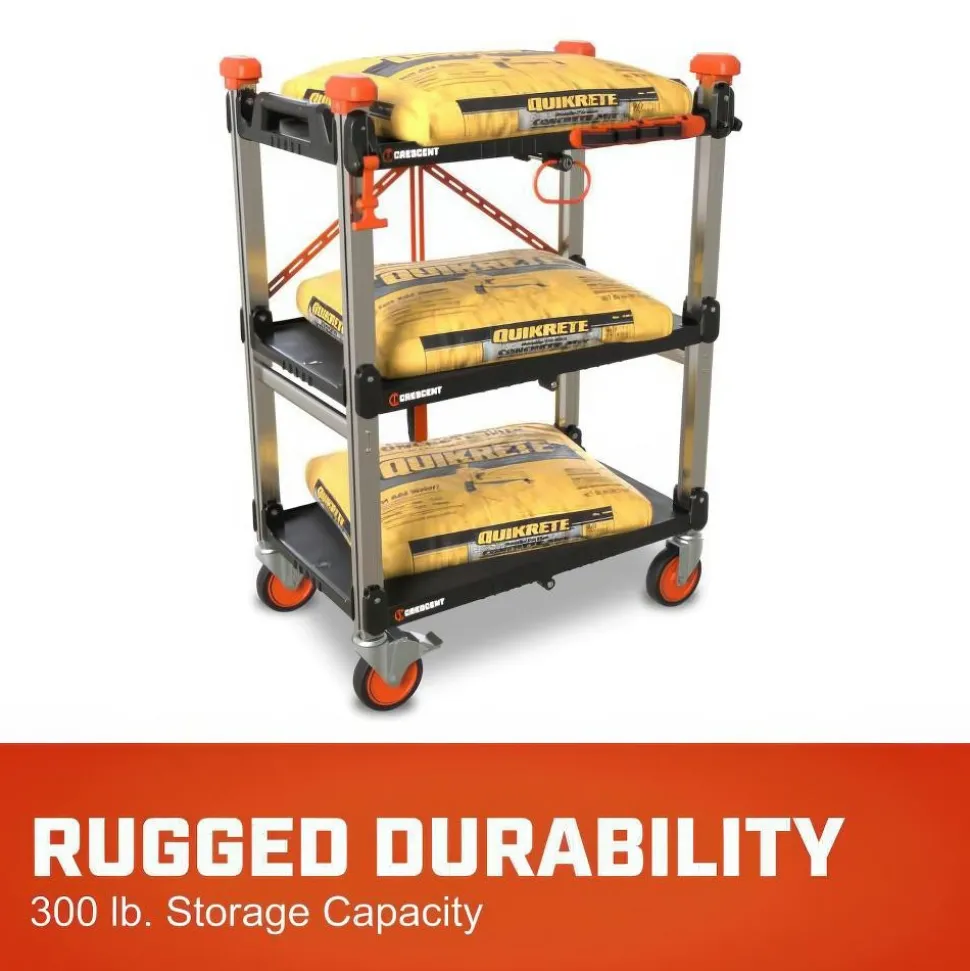 SITERUNNER 3-Shelf Folding Jobsite Cart, 20" Wide, 30-3/5" Long, 42-1/2" High