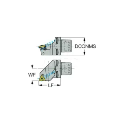 Size C4, 50mm Head Length, 27mm Ctr to Cutting Edge, Right Hand External Modular Threading Cutting Unit Head