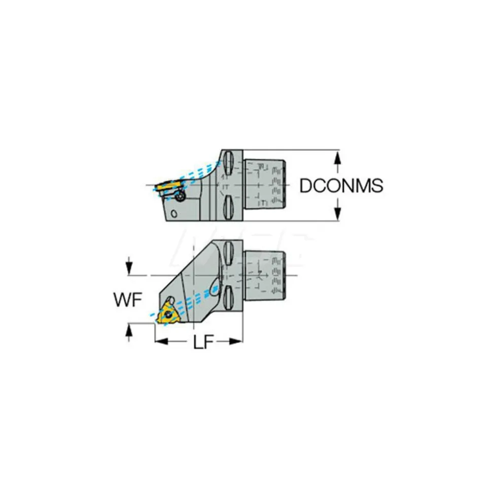 Size C4, 50mm Head Length, 27mm Ctr to Cutting Edge, Right Hand External Modular Threading Cutting Unit Head