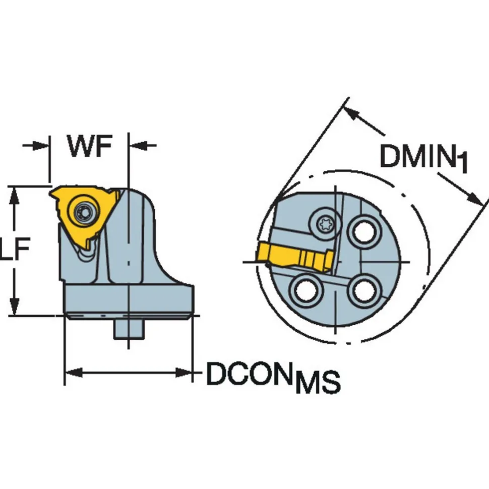 Size 40, 32mm Head Length, 27mm Ctr to Cutting Edge, Left Hand External Modular Threading Cutting Unit Head