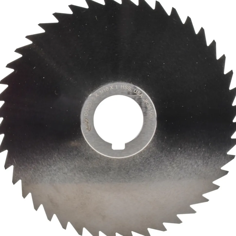 Slitting & Slotting Saw: 5" Dia, 1/16" Thick, 1" Arbor Hole, 44 Teeth, High Speed Steel