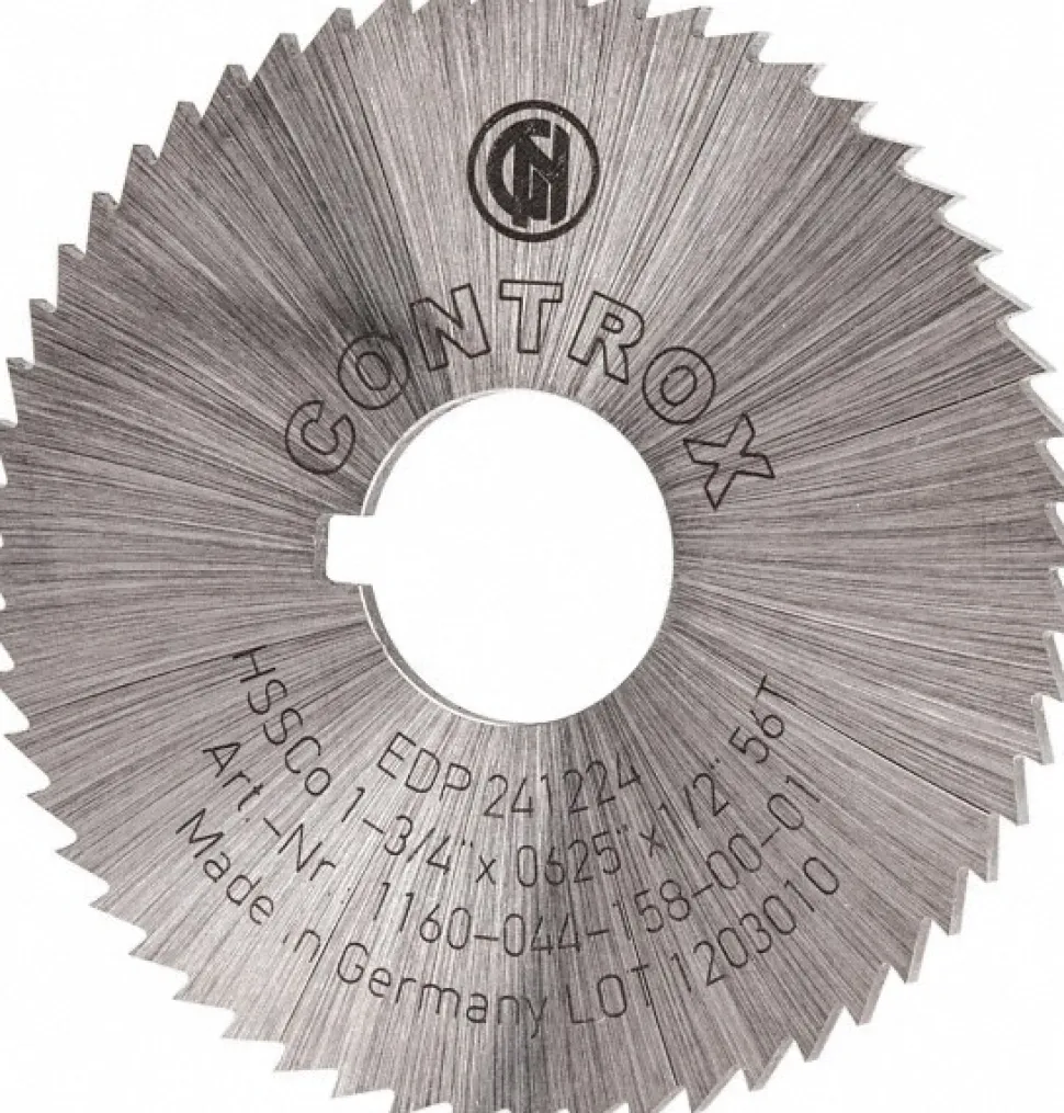 Slitting & Slotting Saw: 1-3/4" Dia, 1/16" Thick, 1/2" Arbor Hole, 56 Teeth, Cobalt