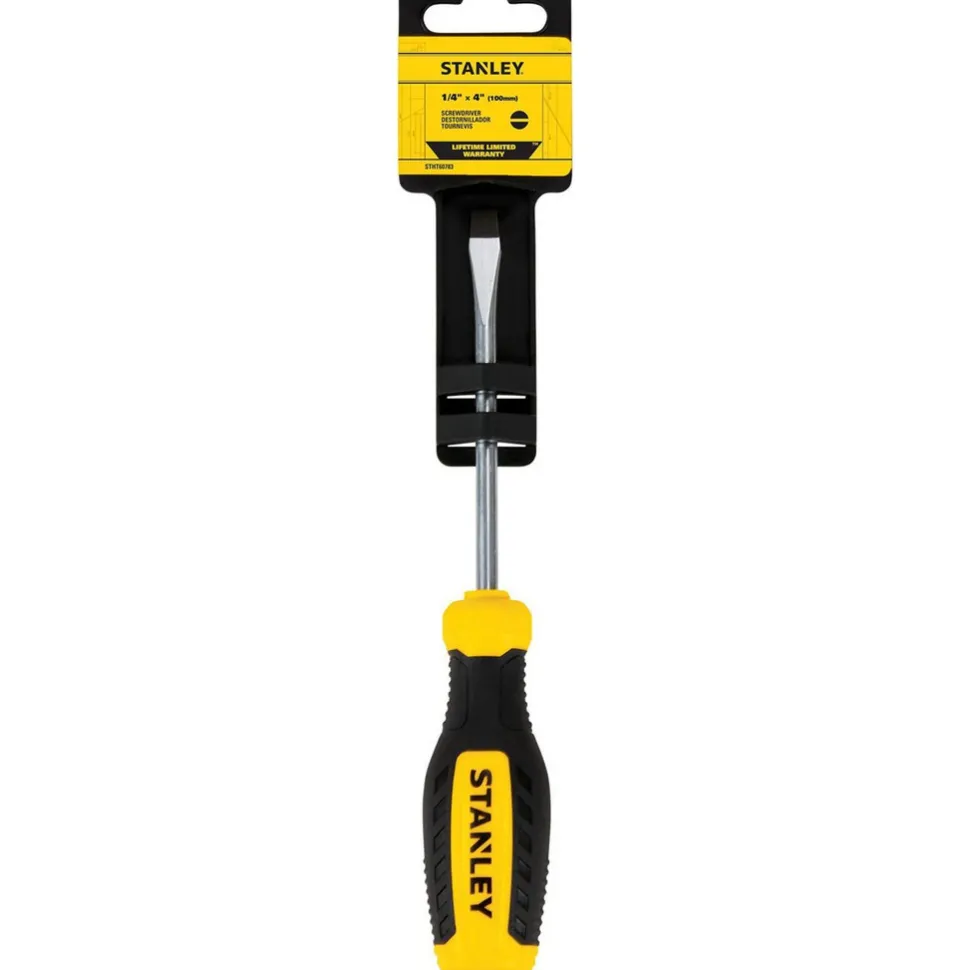 Slotted Screwdriver: 1/4" Width, 8" OAL, 4" Blade Length