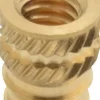 #8-32, 0.208" Small to 0.234" Large End Hole Dia, Brass Double Vane Tapered Hole Threaded Insert
