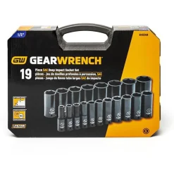 Socket Set: Deep Impact, 19 Pc, 1/2" Drive, 3/8 to 1-1/2"