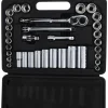 Socket Set: Deep Standard, 34 Pc, 3/8" Drive, 5/16 to 7/8", 8.00 to 19.00 mm