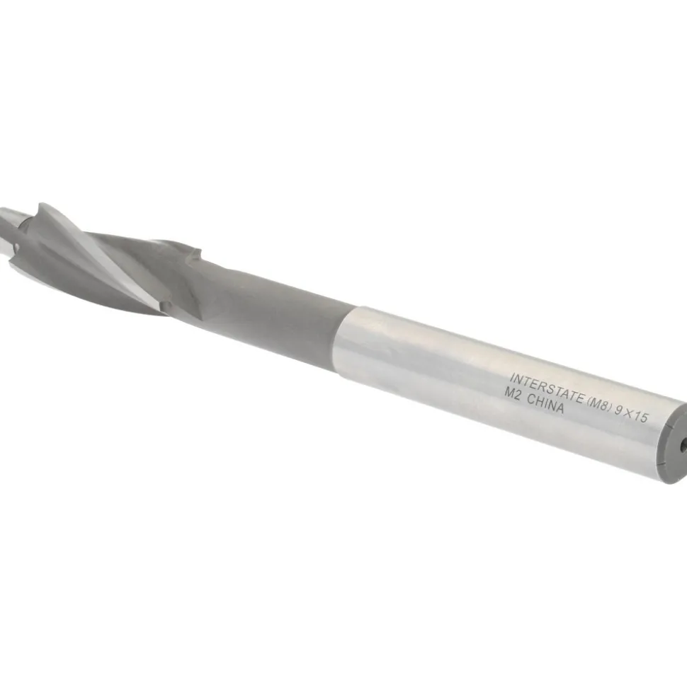 Solid Pilot Counterbore: 15 mm Dia, 9 mm Pilot, 3 Flutes