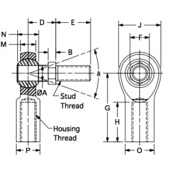 Spherical Rod End: 1/2-20" Shank Thread