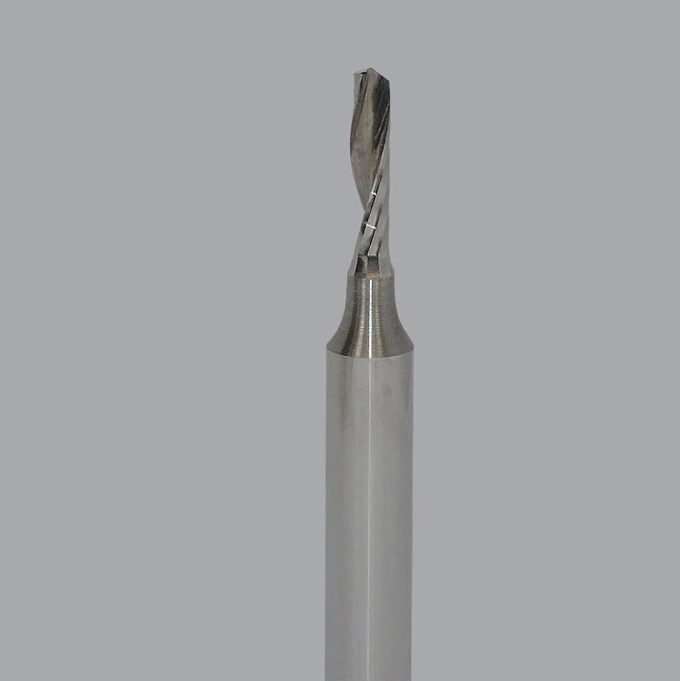 Spiral Router Bit: 1/8" Dia, 1/2" LOC, 1/4" Shank Dia, 1 Flute, Upcut