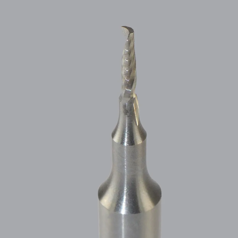 Spiral Router Bit: 1/16" Dia, 1/4" LOC, 1/4" Shank Dia, 1 Flute, Upcut