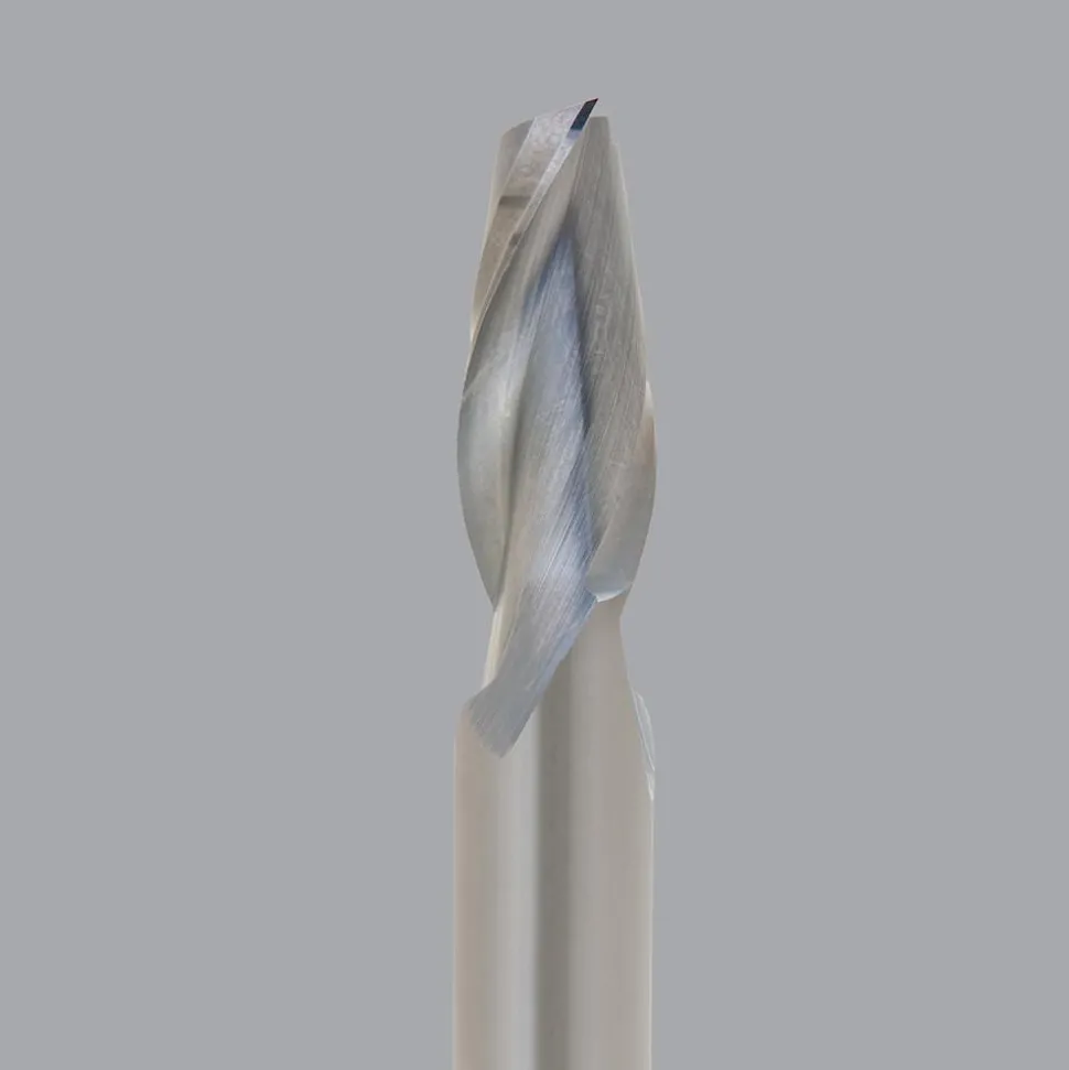 Spiral Router Bit: 1/4" Dia, 1" LOC, 1/4" Shank Dia, 2 Flute, Upcut
