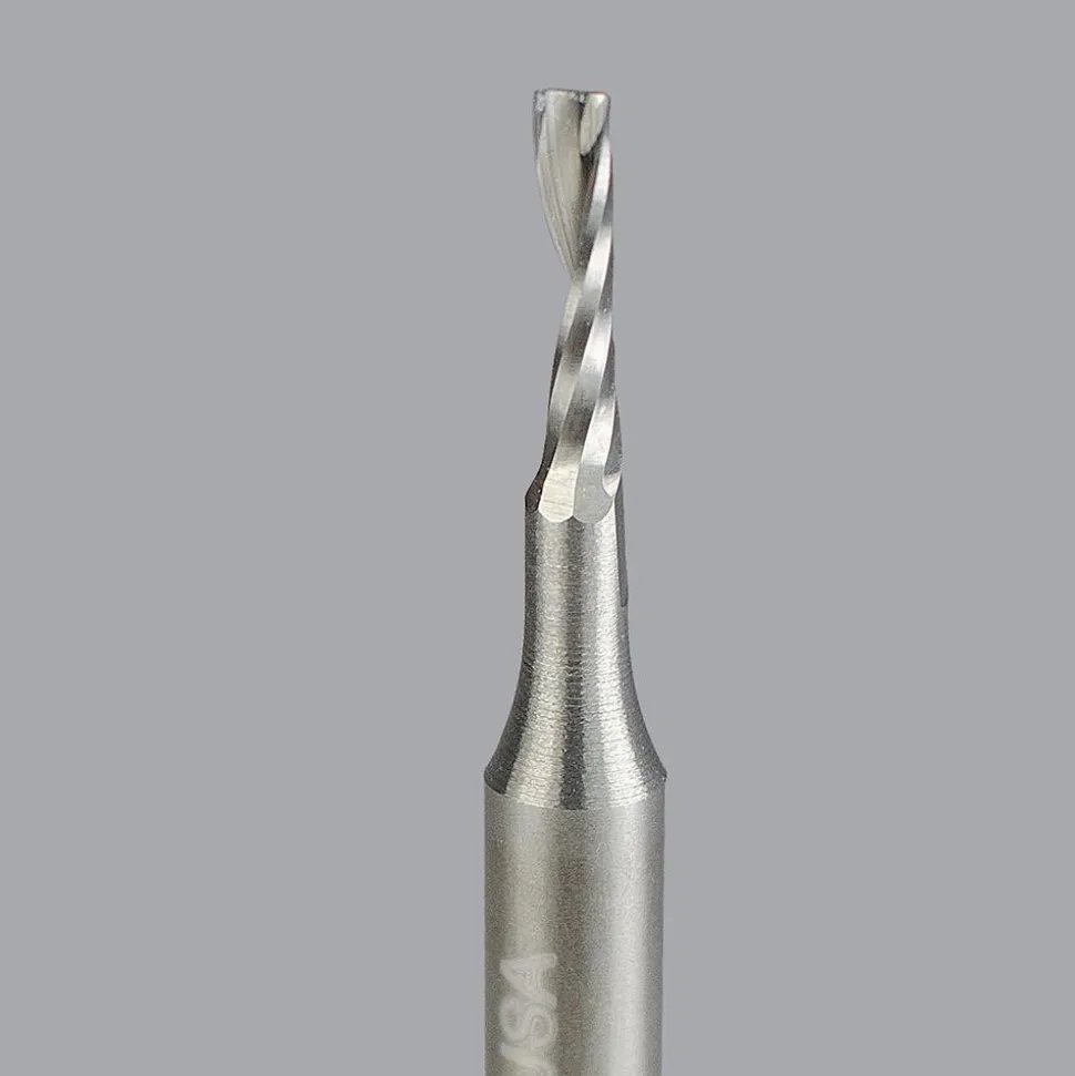 Spiral Router Bit: 1/16" Dia, 1/4" LOC, 1/8" Shank Dia, 1 Flute, Upcut