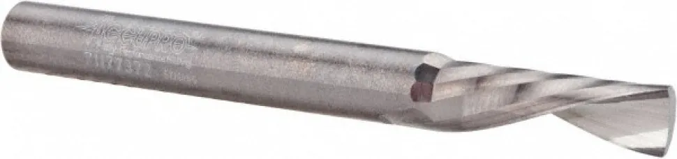 Spiral Router Bit: 1/4" Dia, 3/4" LOC, 1/4" Shank Dia, 1 Flute, Downcut