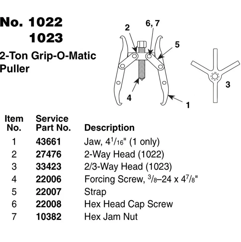 4-3/4" Spread, 2 Ton Capacity, Reversible Puller