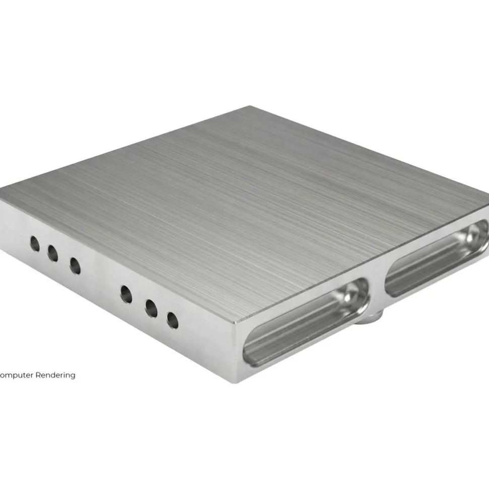Square Aluminum CNC Clamping Pallet, Robot Ready, 6 in Long x 6 in Wide x 1 in Thick