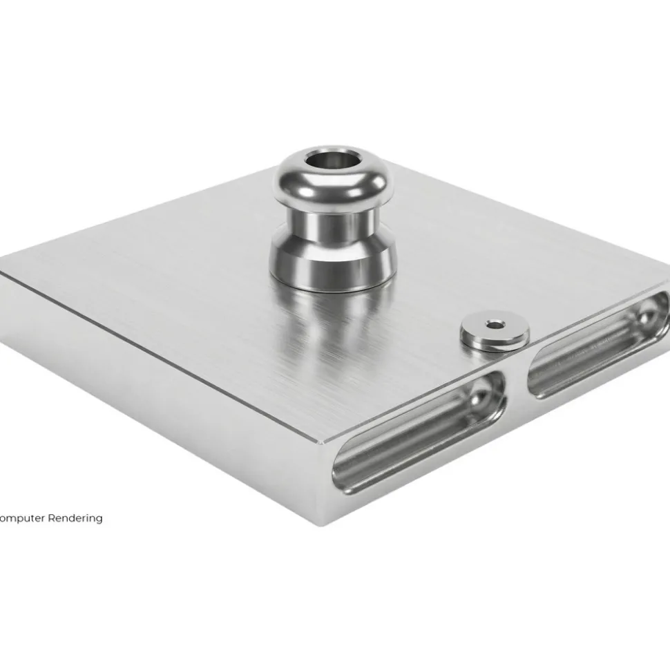 Square Aluminum CNC Clamping Pallet, Robot Ready, 6 in Long x 6 in Wide x 1 in Thick