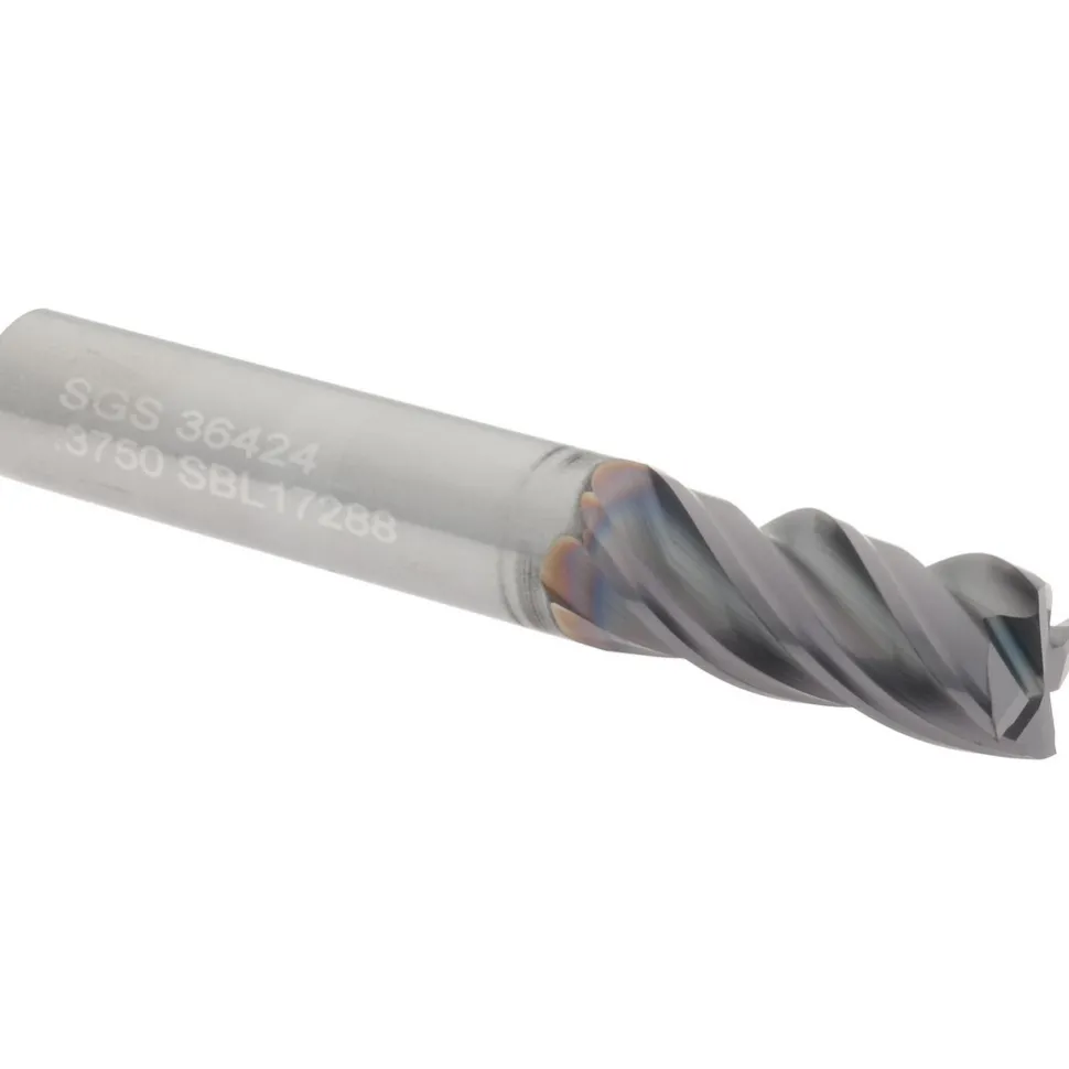 Square End Mill: 3/8" Dia, 7/8" LOC