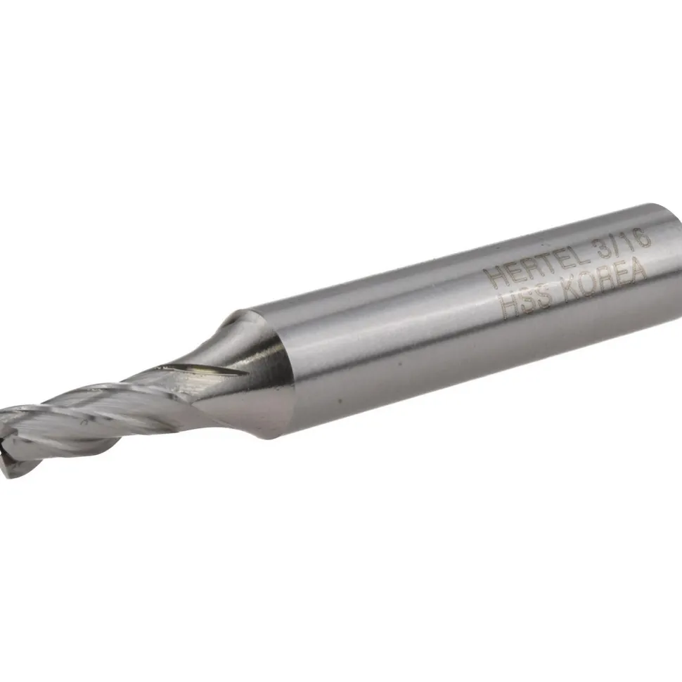 Square End Mill: 3/16" Dia, 1/2" LOC, 4 Flute, High Speed Steel